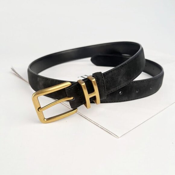 Womens Genuine Suede Leather Belt for Jeans Dresses Slim Fit 105cm - Picture 4 of 7